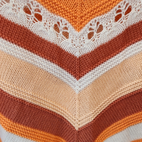 No Boundaries Striped Crochet Tank Top in Rust, Orange & Cream - Picture 2 of 4